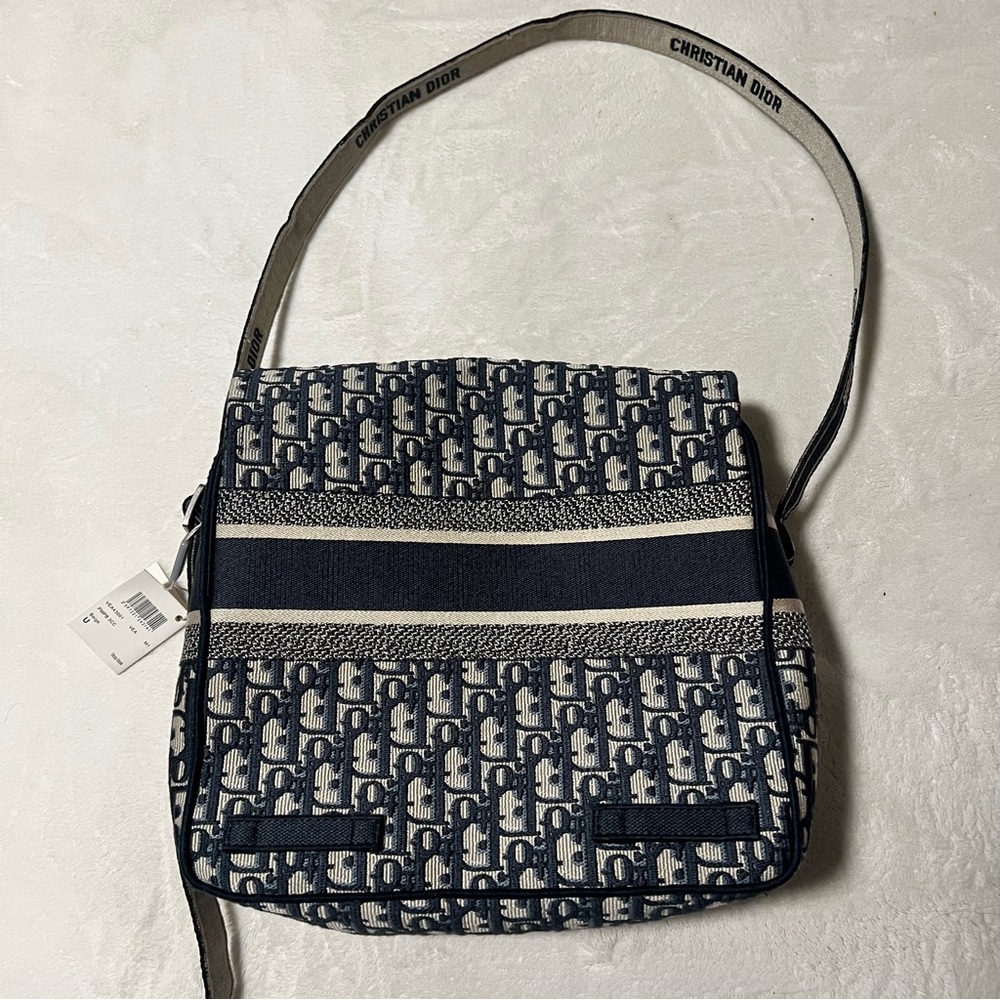 Dior Blue and White Oblique Canvas Crossbody Bag - Picture 3 of 7